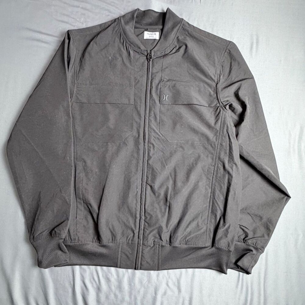 Mens Hurley Exist Cargo Bomber Jacket Black Small New With Tags Outdoor Casual
